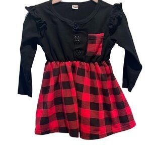 Girl’s Buffalo Plaid Red and Black Dress Size 12-18 Months Buffalo Check